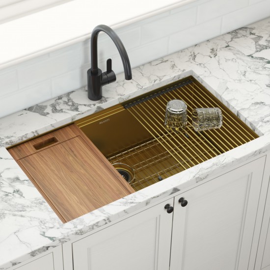 Ruvati Giana 27 x 19 inch Undermount Kitchen Sink - Matte Gold Brass Tone