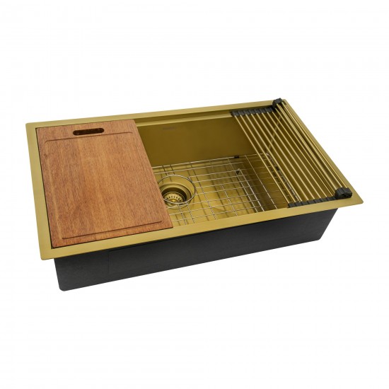 Ruvati Giana 33 x 19 inch Undermount Kitchen Sink - Matte Gold Brass Tone