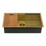 Ruvati Giana 33 x 19 inch Undermount Kitchen Sink - Matte Gold Brass Tone