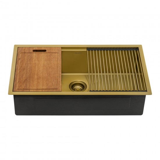 Ruvati Giana 33 x 19 inch Undermount Kitchen Sink - Matte Gold Brass Tone