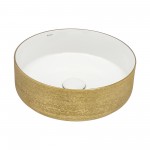 Ruvati Pietra 14 x 14 inch Porcelain Bathroom Sink - Gold / White