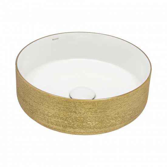Ruvati Pietra 14 x 14 inch Porcelain Bathroom Sink - Gold / White