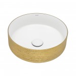 Ruvati Pietra 14 x 14 inch Porcelain Bathroom Sink - Gold / White