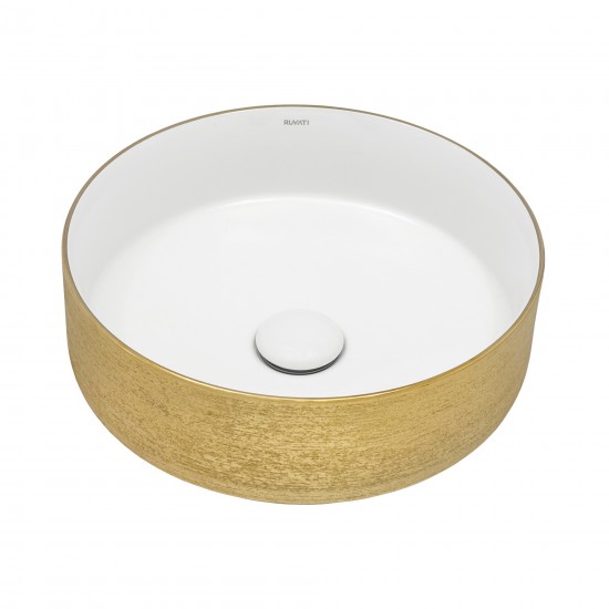 Ruvati Pietra 14 x 14 inch Porcelain Bathroom Sink - Gold / White