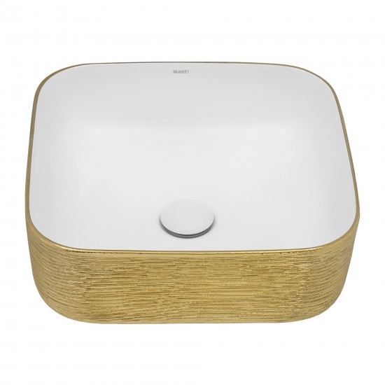 Ruvati Pietra 15 x 15 inch Vessel (Countertop) Bathroom Sink - Gold / White