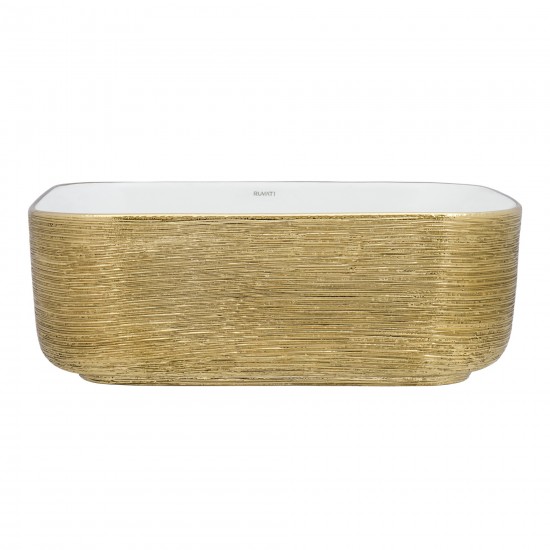 Ruvati Pietra 15 x 15 inch Vessel (Countertop) Bathroom Sink - Gold / White