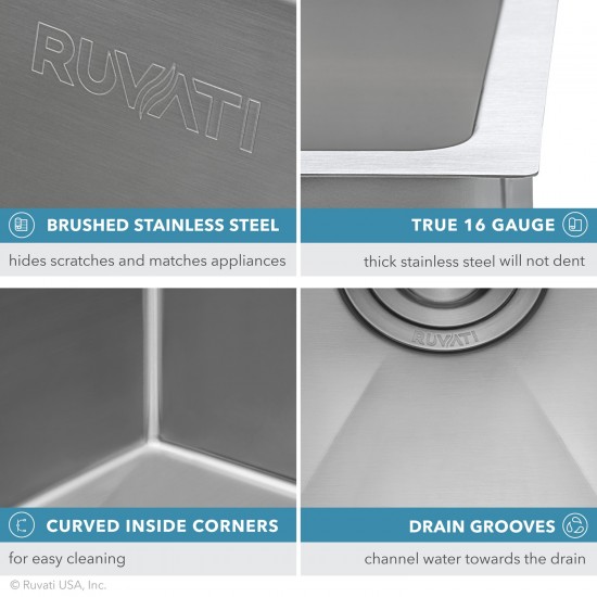 Ruvati Gravena 35 x 19 inch Undermount Stainless Steel Kitchen Sink