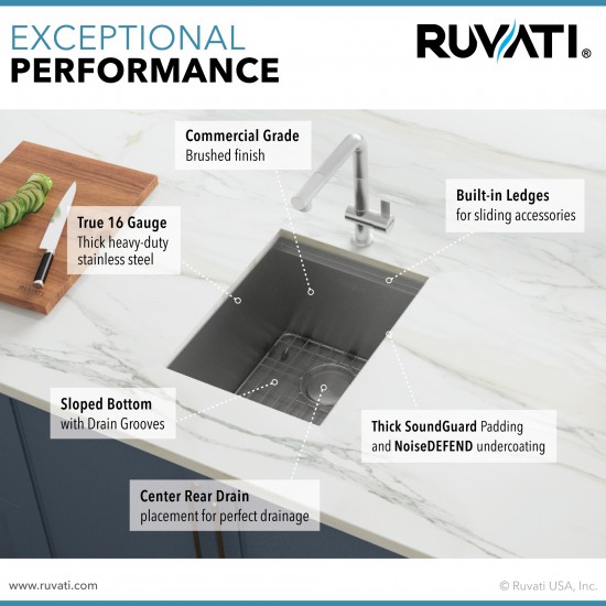 Ruvati Roma 13 x 15 inch Undermount Stainless Steel Kitchen Sink