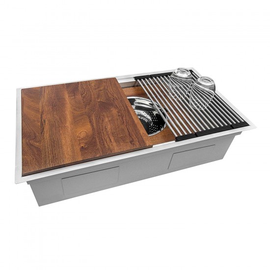 Ruvati Dual-Tier 36 x 19 inch Undermount Stainless Steel Kitchen Sink