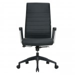 LeisureMod Hilton Modern High-Back Leather Office Chair, Black