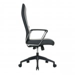 LeisureMod Hilton Modern High-Back Leather Office Chair, Black