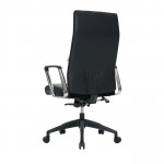 LeisureMod Hilton Modern High-Back Leather Office Chair, Black