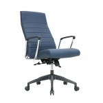 LeisureMod Hilton Modern High-Back Leather Office Chair, Blue