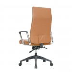 LeisureMod Hilton Modern High-Back Leather Office Chair, Brown