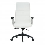 LeisureMod Hilton Modern High-Back Leather Office Chair, White