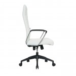 LeisureMod Hilton Modern High-Back Leather Office Chair, White