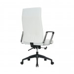 LeisureMod Hilton Modern High-Back Leather Office Chair, White