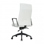 LeisureMod Hilton Modern High-Back Leather Office Chair, White