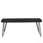 LeisureMod Elmwood Modern Wood Top Coffee Table With Iron Base, Black