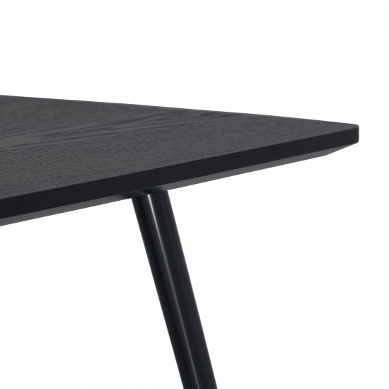 LeisureMod Elmwood Modern Wood Top Coffee Table With Iron Base, Black