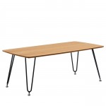 LeisureMod Elmwood Modern Wood Top Coffee Table With Iron Base, Natural