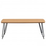 LeisureMod Elmwood Modern Wood Top Coffee Table With Iron Base, Natural