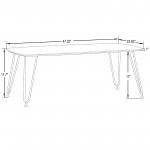 LeisureMod Elmwood Modern Wood Top Coffee Table With Iron Base, Natural