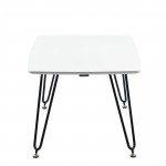 LeisureMod Elmwood Modern Wood Top Coffee Table With Iron Base, White