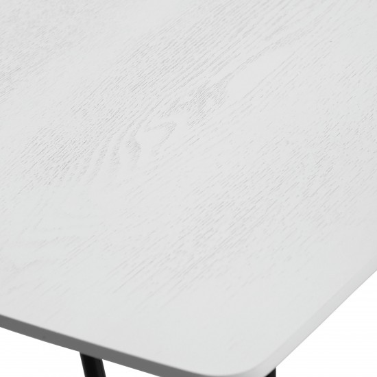 LeisureMod Elmwood Modern Wood Top Coffee Table With Iron Base, White