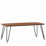 LeisureMod Elmwood Modern Wood Top Coffee Table With Iron Base, Walnut