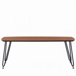 LeisureMod Elmwood Modern Wood Top Coffee Table With Iron Base, Walnut