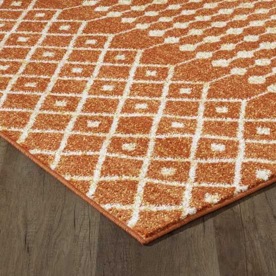 Totti Grid Orange/Cream 2x8 Geometric Rug