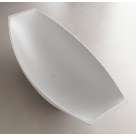 White Matte 71" Solid Surface Resin Free Standing Hammock Style Bathtub