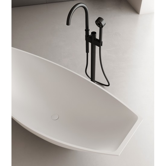 White Matte 71" Solid Surface Resin Free Standing Hammock Style Bathtub