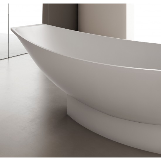 White Matte 71" Solid Surface Resin Free Standing Hammock Style Bathtub