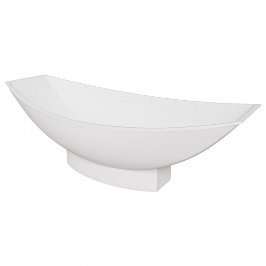 White Matte 71" Solid Surface Resin Free Standing Hammock Style Bathtub