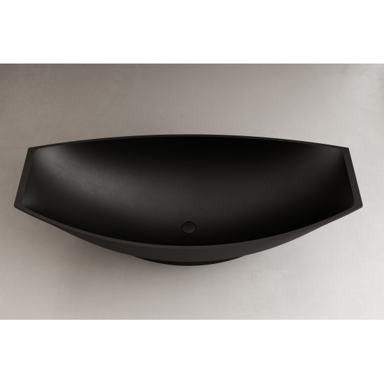 AB9991BM Black Matte 71" Solid Surface Resin Free Standing Hammock Style Bathtub