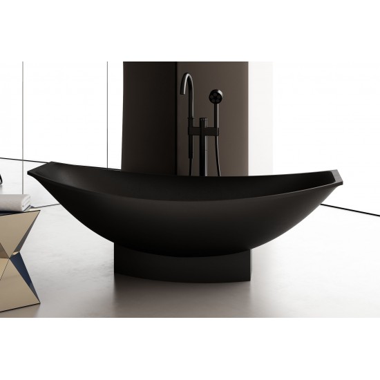 AB9991BM Black Matte 71" Solid Surface Resin Free Standing Hammock Style Bathtub