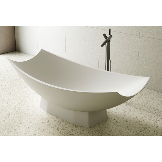 AB9992 White Matte 71" Solid Surface Resin Free Standing Hammock Style Bathtub