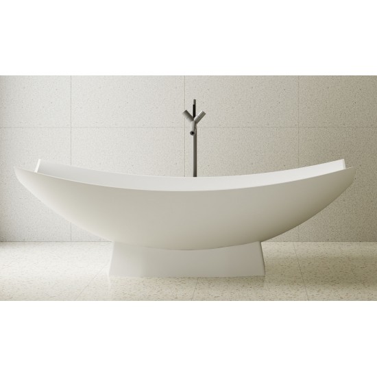 AB9992 White Matte 71" Solid Surface Resin Free Standing Hammock Style Bathtub