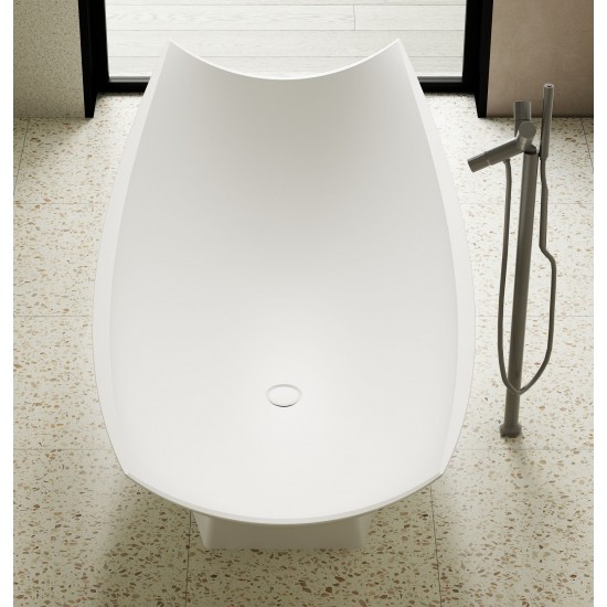 AB9992 White Matte 71" Solid Surface Resin Free Standing Hammock Style Bathtub