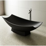 Black Matte 71" Solid Surface Resin Free Standing Hammock Style Bathtub