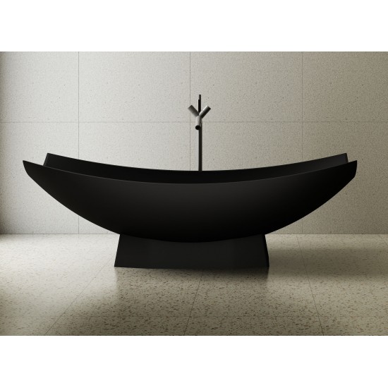Black Matte 71" Solid Surface Resin Free Standing Hammock Style Bathtub