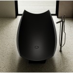 Black Matte 71" Solid Surface Resin Free Standing Hammock Style Bathtub
