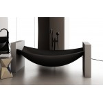 Black Matte 71" Solid Surface Resin Suspended Wall Mounted Hammock Bathtub