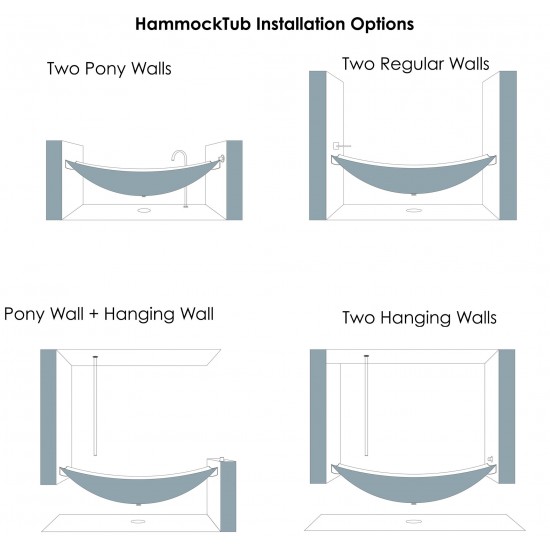 Black Matte 71" Solid Surface Resin Suspended Wall Mounted Hammock Bathtub