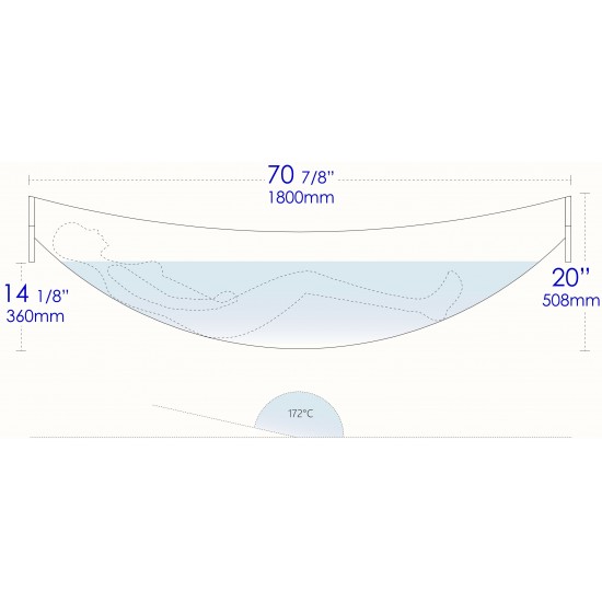 Black Matte 71" Solid Surface Resin Suspended Wall Mounted Hammock Bathtub