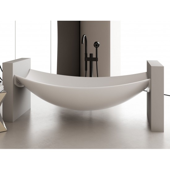 White Matte 71" Solid Surface Resin Suspended Wall Mounted Hammock Bathtub