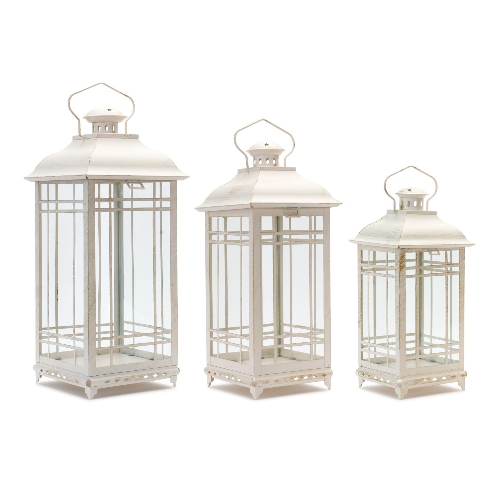 Lantern (Set Of 3) 13.25"H, 16.25"H, 19.25"H Metal/Glass