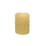 Led Wax Dripping Pillar Candle (Set Of 4) 3"Dx4"H Wax/Plastic, Yellow